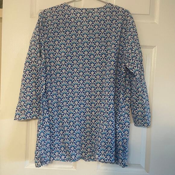 Talbots Lightweight 3/4 Length Sleeve Cotton Tunic Top Size L - Picture 2 of 12
